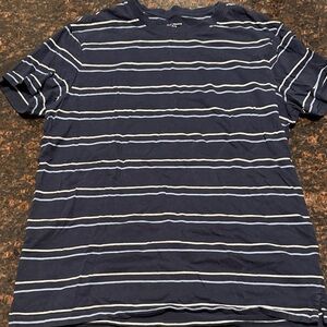 Club Monaco Navy and White Striped Tee